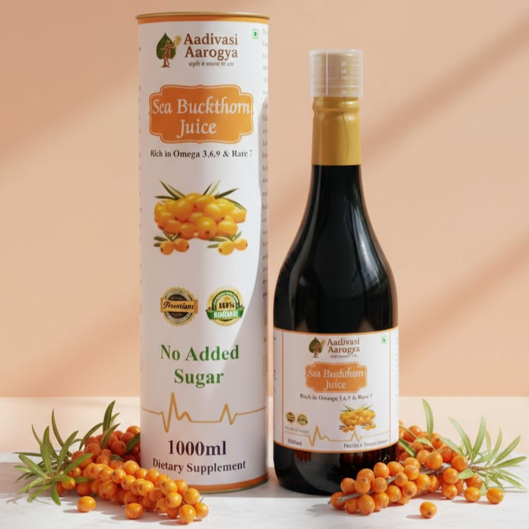 Sea Buckthorn Juice (Rich in Vitamin C, Omega 3,6,7 and 9 and Antioxidants) | Aadivasi Aarogya